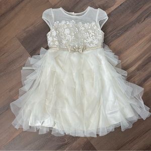 Jona Michelle Girls' Formal Party Dress Golden Ivory Floral Details Size 6